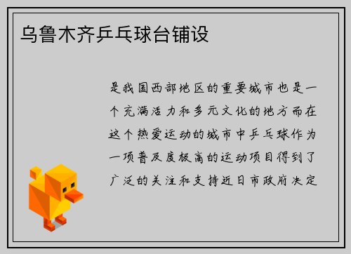 乌鲁木齐乒乓球台铺设