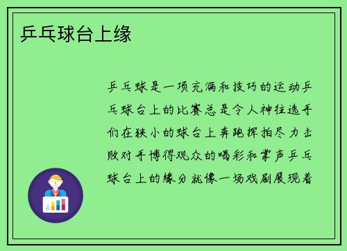 乒乓球台上缘