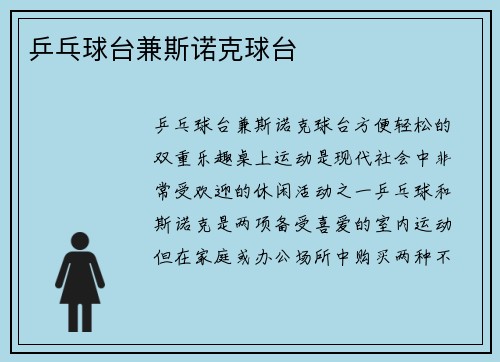 乒乓球台兼斯诺克球台