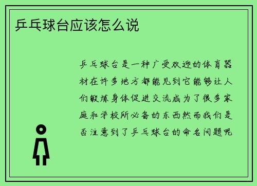 乒乓球台应该怎么说