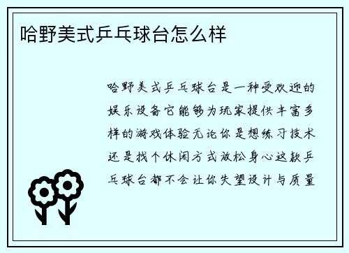 哈野美式乒乓球台怎么样